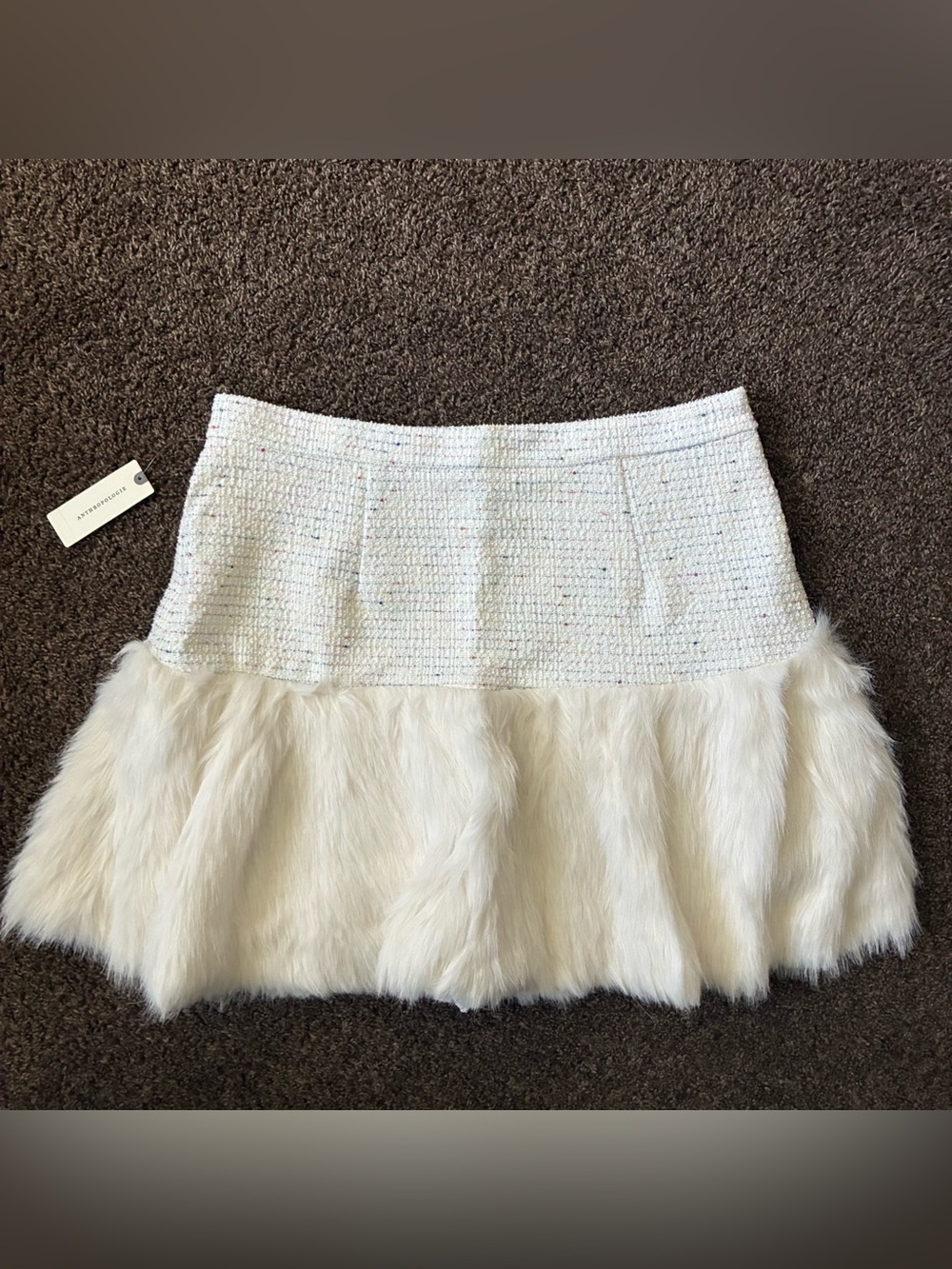 Maeve Twofer Faux Fur Mini Skort, NWT, Size 12
